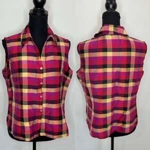 Robbie Bee 100% Silk Sleeveless Collared Button Up (Sz 14)